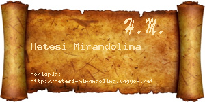 Hetesi Mirandolina névjegykártya